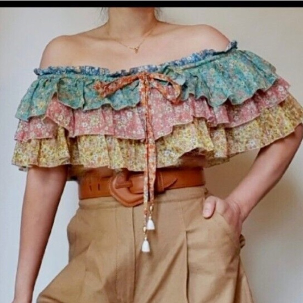 New Zimmermann floral Offshoulder Crop Top